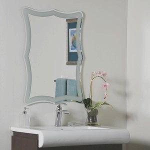 Decor Wonderland-SSM183-Coquette - 31.50 Inch Novelty Frameless Bathroom Mirror   Silver Finish