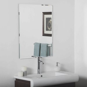 Decor Wonderland-SSM216-Vera - 31.50 Inch Rectangular Frameless Bathroom Mirror   Silver Finish