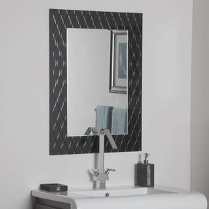 Decor Wonderland-SSM480-Strands - 31.50 Inch Rectangular Bathroom Mirror   Black Finish