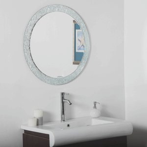 Decor Wonderland-SSM5005-3-Molten - 27.60 Inch Round Bathroom Mirror   Silver Finish