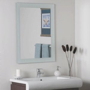 Decor Wonderland-SSM502-Sands - 31.50 Inch Rectangular Frameless Wall Mirror   Silver Finish