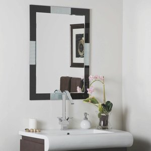 Decor Wonderland-SSM525-Francisco - 31.50 Inch Rectangular Large Frameless Wall Mirror   Black Finish