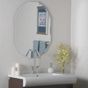 Decor Wonderland-SSM8002-Diamond - 31.50 Inch Octagon Bathroom Mirror   Silver Finish