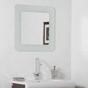Decor Wonderland-SSMN1W-Bella - 27.60 Inch Square Bathroom Mirror   White Finish
