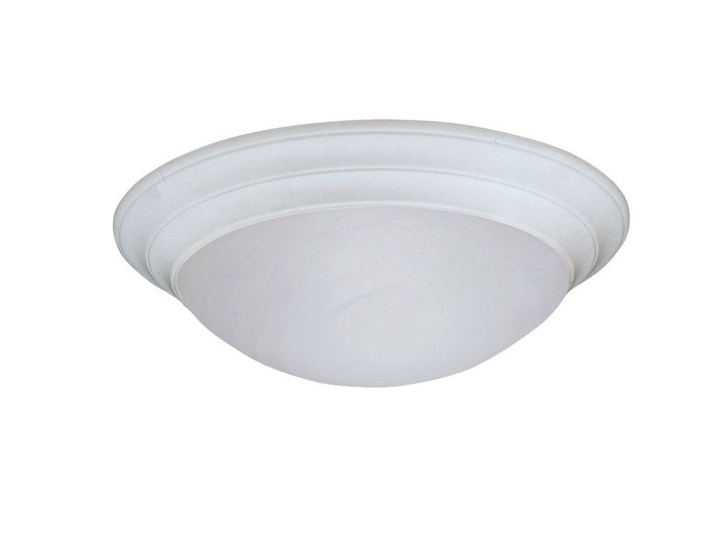 Designers Fountain-1245L-WH-3 Light Flush Mount With Alabaster Glass Shade White  Pewter