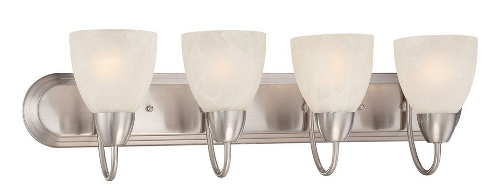 Designers Fountain-15005-4B-35-Torino - Four Light Bath Bar Brushed Nickel  Brushed Nickel Finish with Alabaster Glass