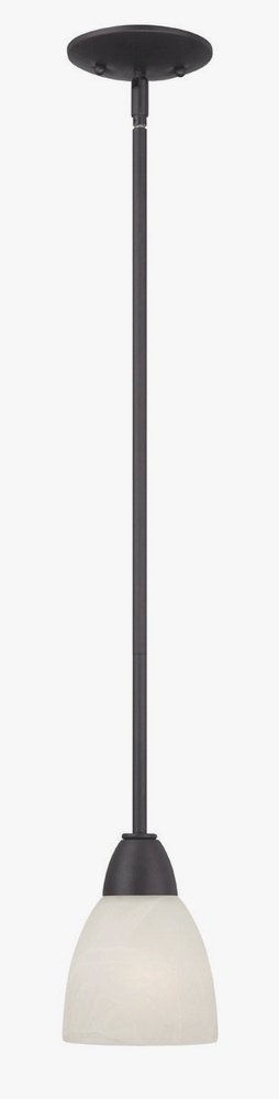 Designers Fountain-15005-MP-34-Torino - One Light Mini Pendant Oil Rubbed Bronze  Brushed Nickel Finish with Alabaster Glass