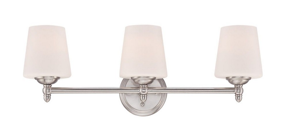 Designers Fountain-15006-3B-35-Darcy - Three Light Bath Bar Brushed Nickel  Brushed Nickel Finish with Opal Glass