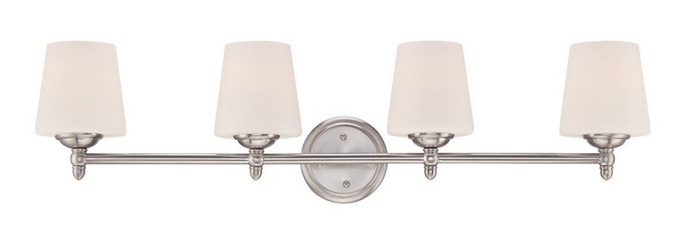 Designers Fountain-15006-4B-35-Darcy - Four Light Bath Bar Brushed Nickel  Brushed Nickel Finish with Opal Glass