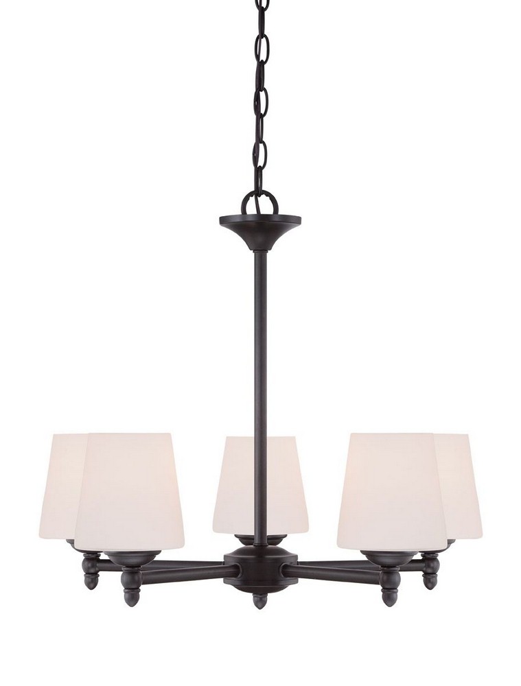 Designers Fountain-15006-5-34-Darcy - Five Light Chandelier Oil Rubbed Bronze  Brushed Nickel Finish with Opal Glass