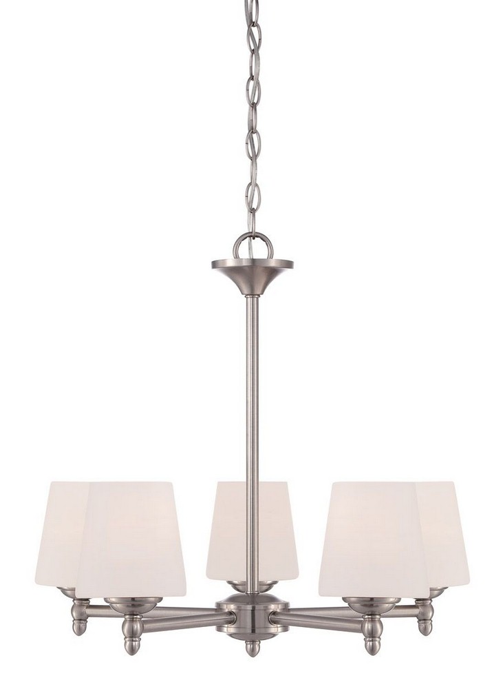 Designers Fountain-15006-5-35-Darcy - Five Light Chandelier Brushed Nickel  Brushed Nickel Finish with Opal Glass