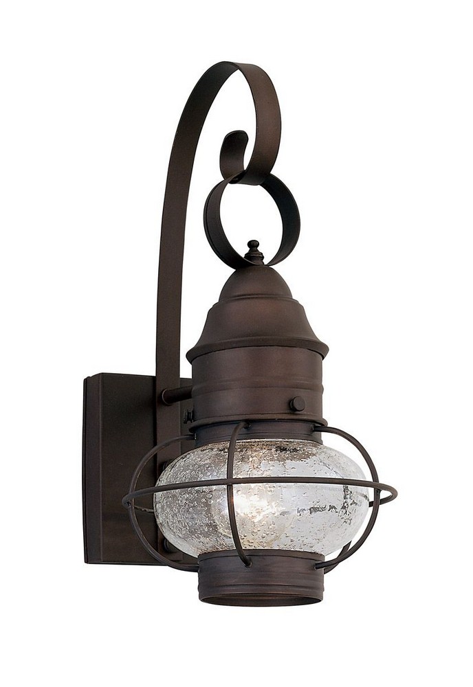 Designers Fountain-1761-RT-Nantucket - One Light Outdoor Onion Wall Lantern   Rustique Finish with Seedy Glass