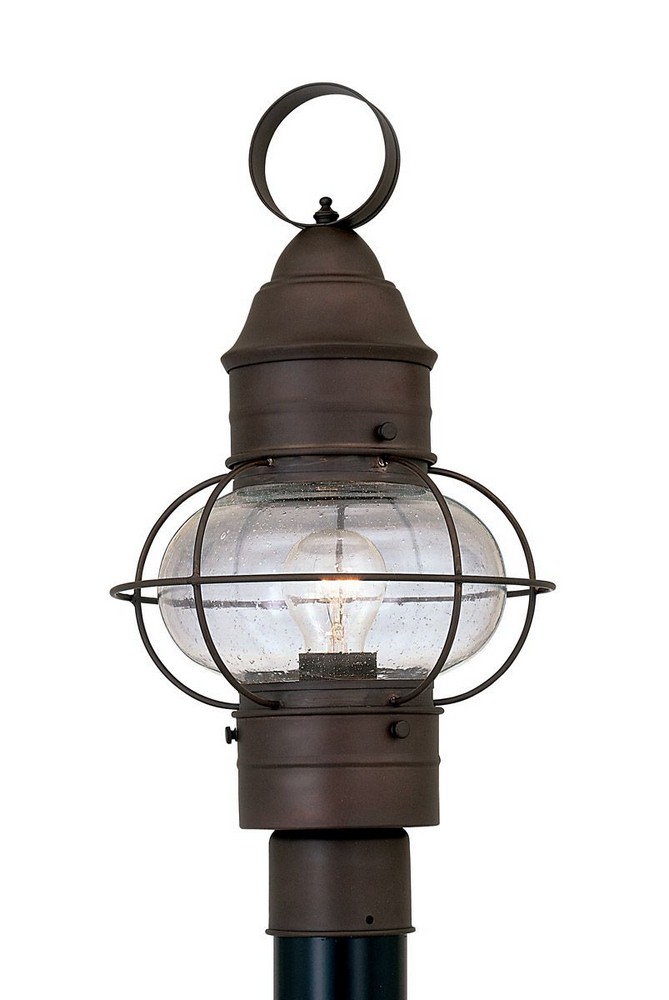 Designers Fountain-1766-RT-Nantucket - One Light Outdoor Onion Post Lantern   Rustique Finish with Seedy Glass