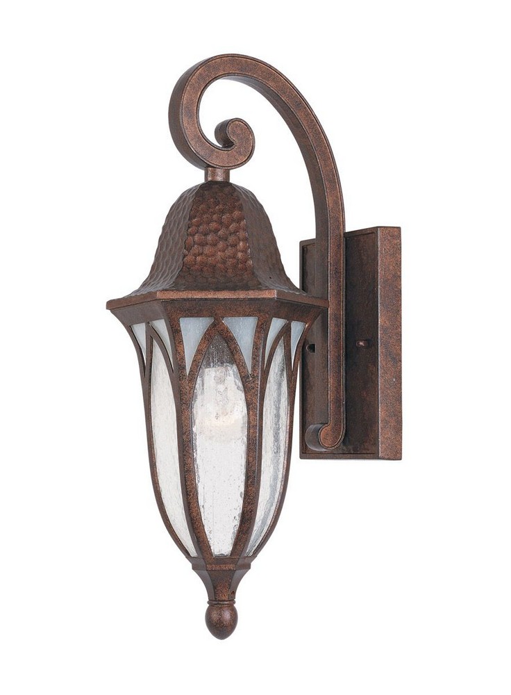 Designers Fountain-20611-BAC-Berkshire - One Light Outdoor Wall Lantern Burnished Antique Copper Finish with Clear and Frosted Seedy Glass