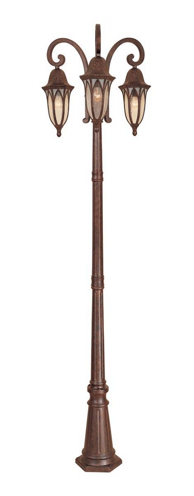 Designers Fountain-20613-BAC-Berkshire - Three Light Outdoor Post Lantern Burnished Antique Copper Finish with Clear and Frosted Seedy Glass