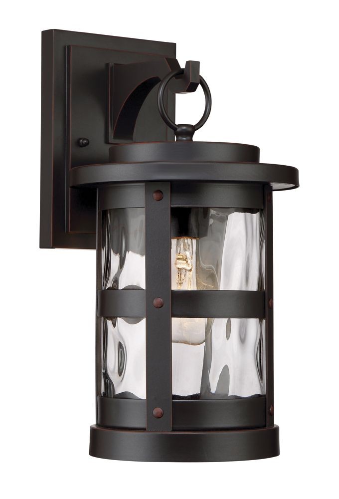 Designers Fountain-22721-SB-Terraze - One Light Outdoor Wall Lantern   Satin Bronze Finish with Clear Hammered Glass