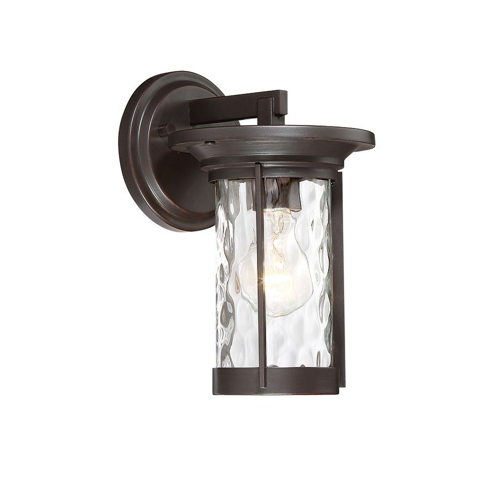 Designers Fountain-23011-SB-Brookline - 9.5 Inch One Light Outdoor Wall Sconce   Satin Bronze Finish with Clear Water Glass