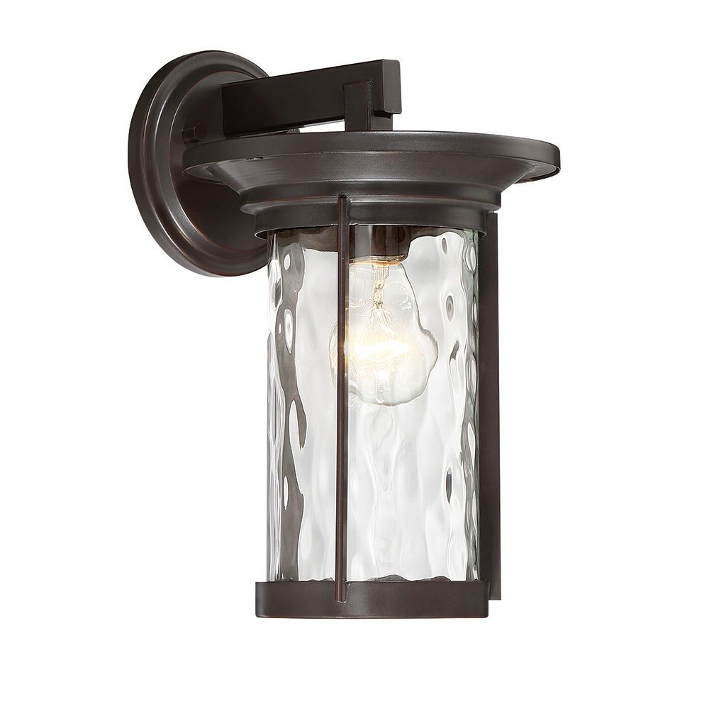 Designers Fountain-23021-SB-Brookline - 12.5 Inch One Light Outdoor Wall Sconce   Satin Bronze Finish with Clear Water Glass