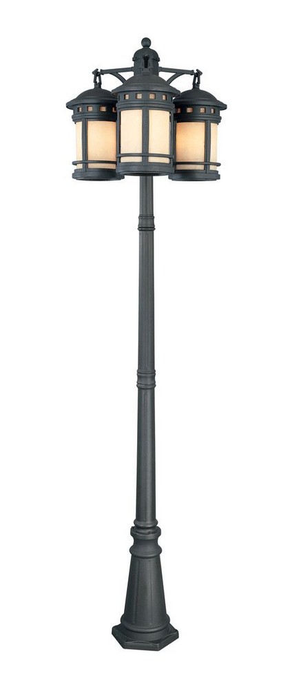 Designers Fountain-23813-AM-ORB-Sedona - Nine Light Outdoor Post Lantern Oil Rubbed Bronze Finish with Amber Glass