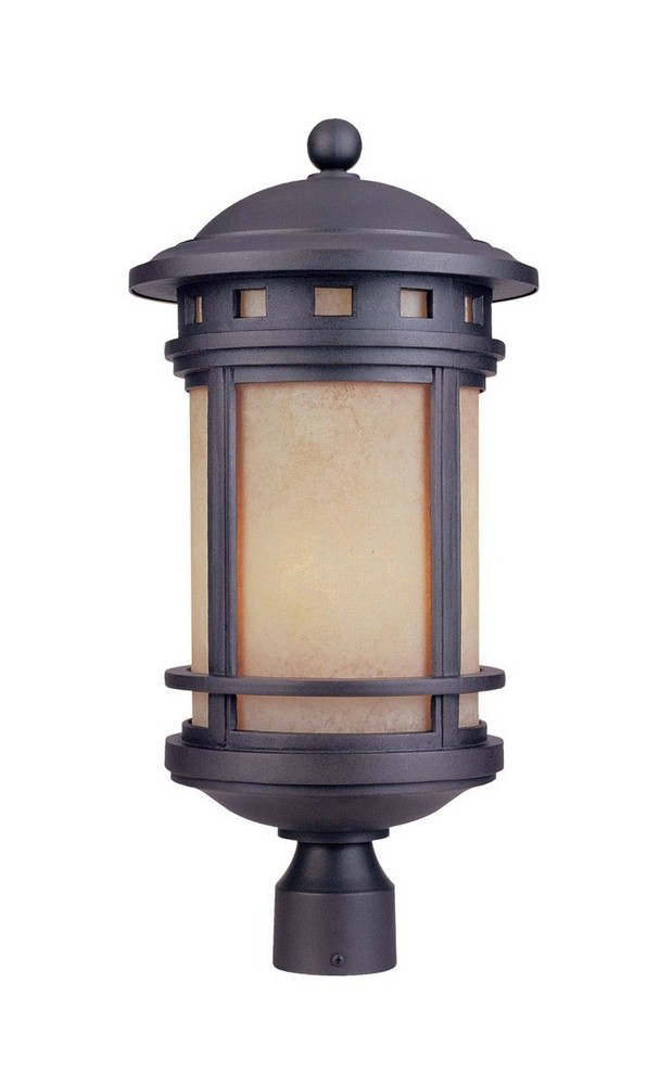 Designers Fountain-2396-AM-ORB-Sedona - Three Light Outdoor Post Lantern Oil Rubbed Bronze  Mediterranean Patina Finish with Amber Glass