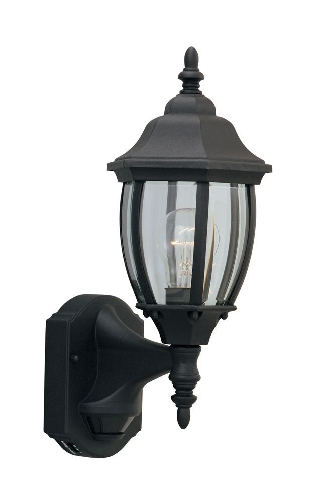 Designers Fountain-2420MD-BK-1 Light Outdoor Motion Detector Wall Lantern   Black - Clear Beveled