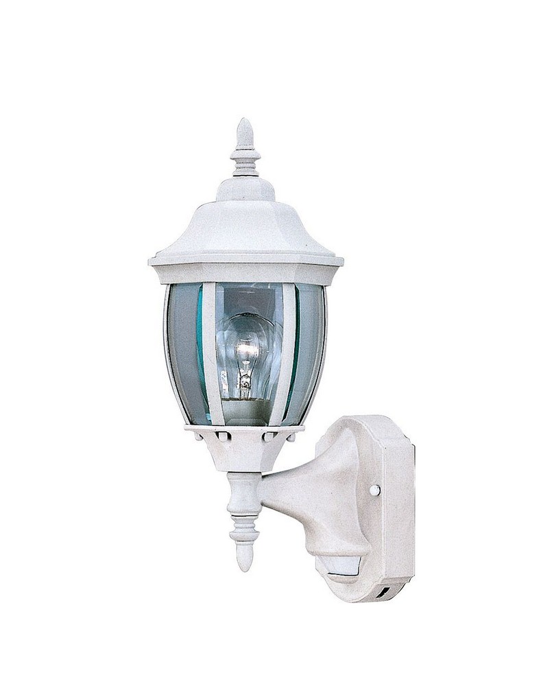 Designers Fountain-2420MD-WH-Tiverton Motion Detector - One Light Outdoor Wall Lantern   White - Clear Beveled