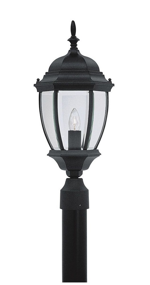 Designers Fountain-2436-BK-Triverton - One Light Outdoor Post Lantern   Black Finish with Clear Beveled Glass