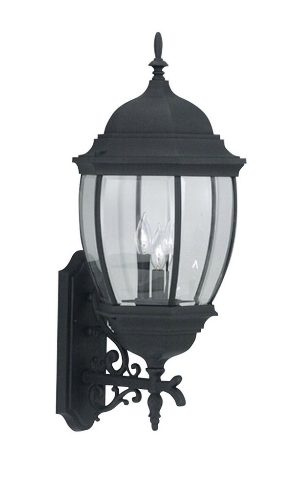 Designers Fountain-2442-BK-Triverton - Three Light Outdoor Wall Lantern   Black Finish with Clear Beveled Glass