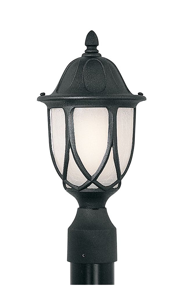 Designers Fountain-2866-BK-1 Light Outdoor Post Lantern Black  Autumn Gold - Satin Crackled