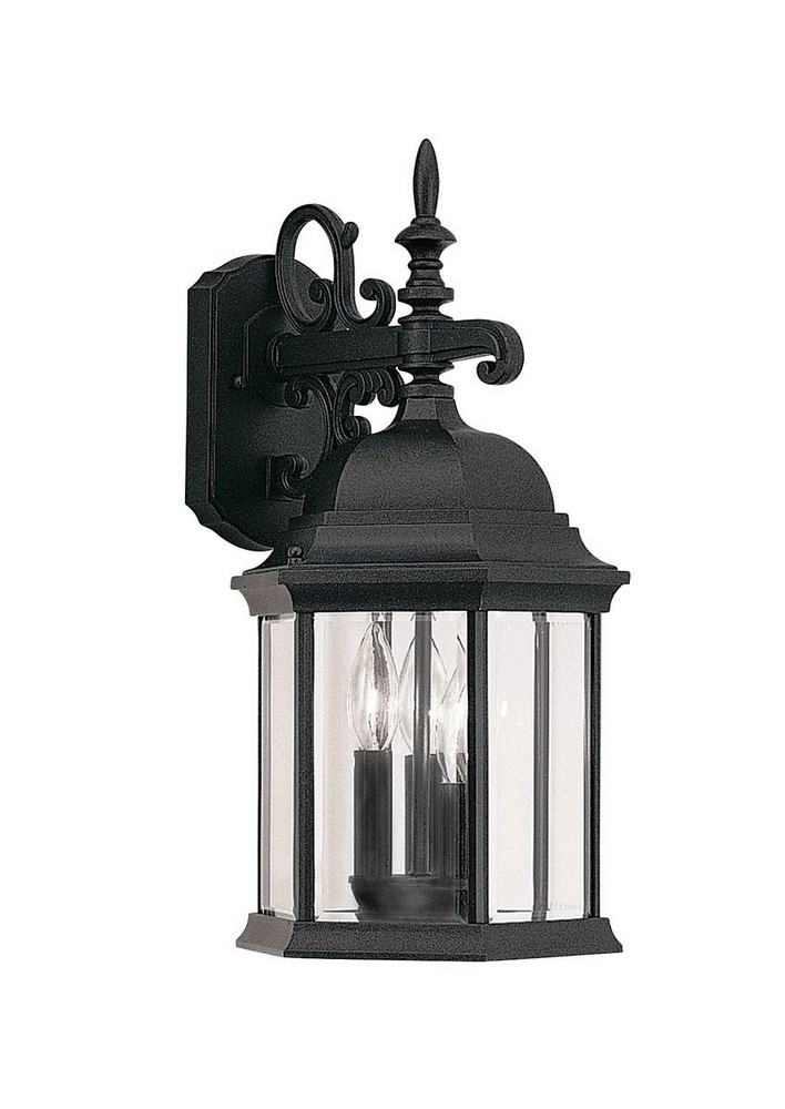 Designers Fountain-2981-BK-Devonshire - Three Light Outdoor Wall Lantern   Black Finish with Clear Glass