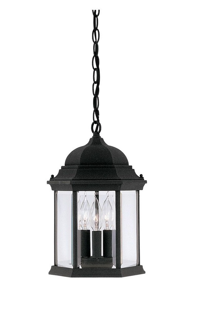 Designers Fountain-2984-BK-Devonshire - Three Light Outdoor Hanging Lantern   Black Finish with Clear Glass