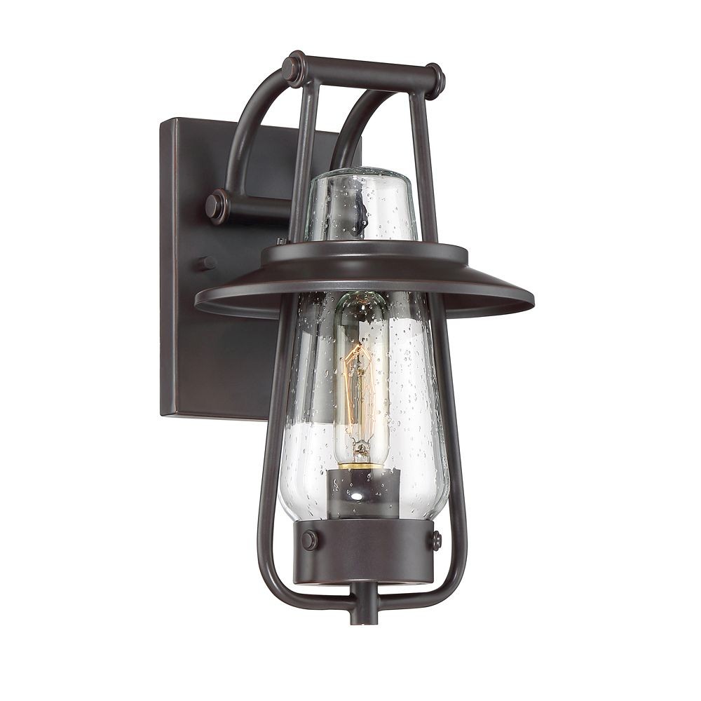 Designers Fountain-32021-SB-Stonyridge - 13 Inch One Light Outdoor Wall Sconce   Satin Bronze Finish with Clear Seedy Glass