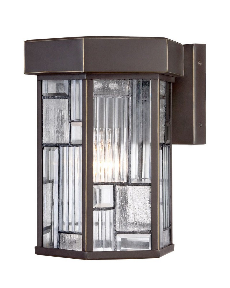 Designers Fountain-32121-ABP-8 Inch Wall Lantern   Aged Bronze Patina Finish with Clear, Seedy & Ribbed Shade