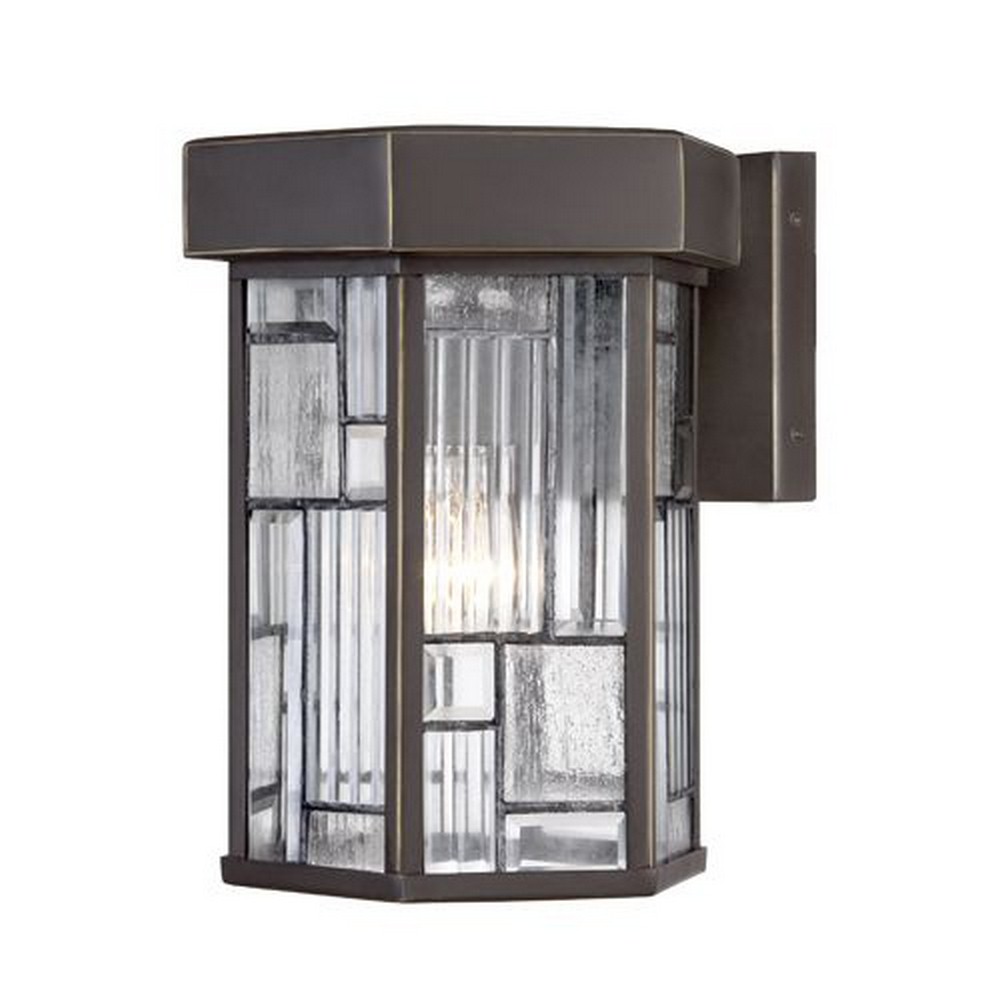 Designers Fountain-32131-ABP-13 Inch Wall Lantern   Aged Bronze Patina Finish with Clear, Seedy & Ribbed Shade