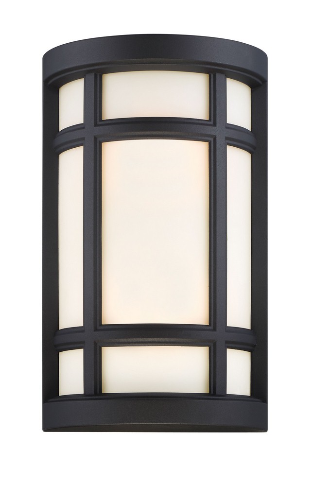 Designers Fountain-34121-BK-Logan Square - Two Light Outdoor Wall Sconce   Black Finish with Opal Glass