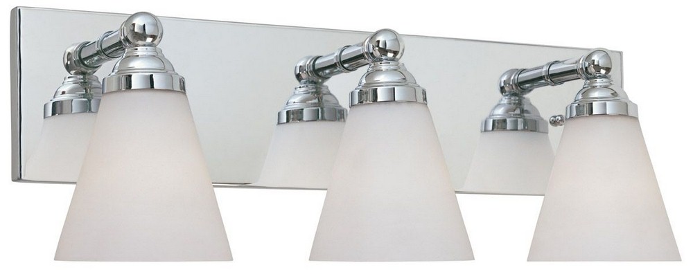 Designers Fountain-6493-CH-Hudson - Three Light Bath Bar   Chrome Finish with White Opal Glass