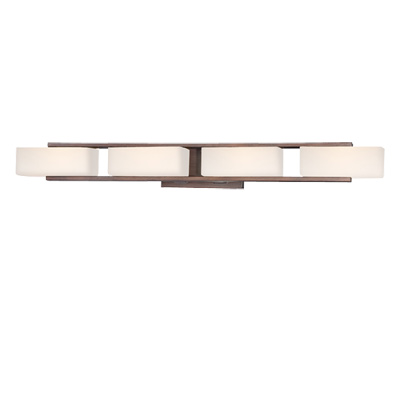 Designers Fountain-6634-TU-Facet - Four Light Bath Fixture   Tuscana Finish with White Opal Glass