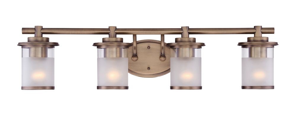 Designers Fountain-6694-OSB-Essense - Four Light Bath Vanity   Old Satin Brass Finish with Sand/Clear Glass