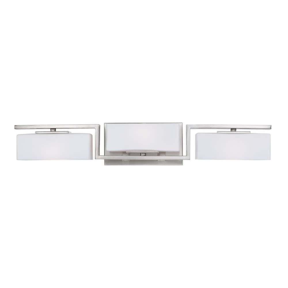 Designers Fountain-6713-SP-3 Light Bath Bar   Satin Platinum Finish with Opal Shade