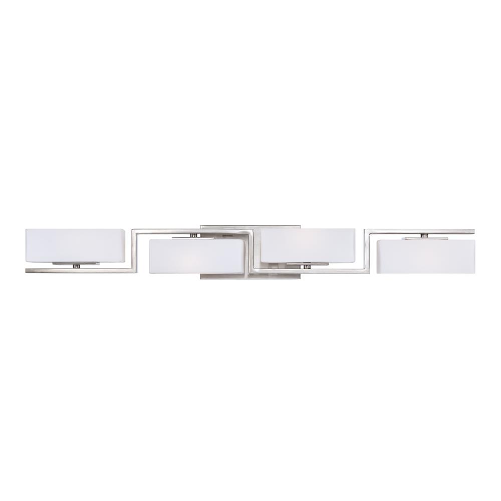 Designers Fountain-6714-SP-4 Light Bath Bar   Satin Platinum Finish with Opal Shade