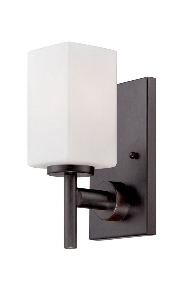 Designers Fountain-6731-BBR-Wall Sconce Biscayne Bronze  Chrome Finish with Frosted White Inside Shade