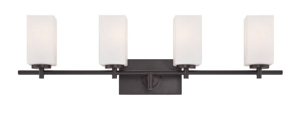 Designers Fountain-6734-BBR-4 Light Bath Bar   Biscayne Bronze Finish with Frosted White Inside Shade