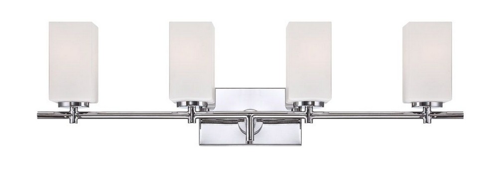 Designers Fountain-6734-CH-4 Light Bath Bar   Chrome Finish with Frosted White Inside Shade