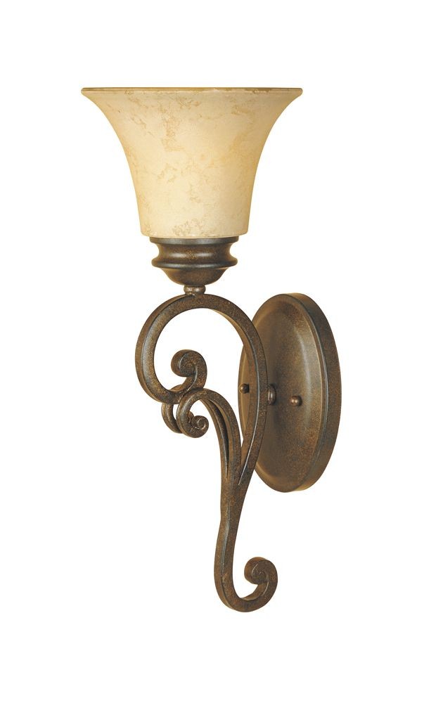 Designers Fountain-81801-FSN-1-Light Wall Sconce   Forged Sienna Finish with Warm Amber Glaze Glass