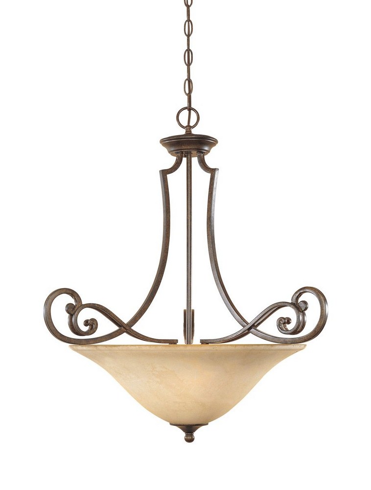 Designers Fountain-81831-FSN-3-Light Inverted Pendant   Forged Sienna Finish with Warm Amber Glaze Glass