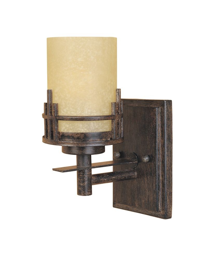 Designers Fountain-82101-WM-1-Light Wall Sconce   Warm Mahogany Finish with Navajo Dust Glass