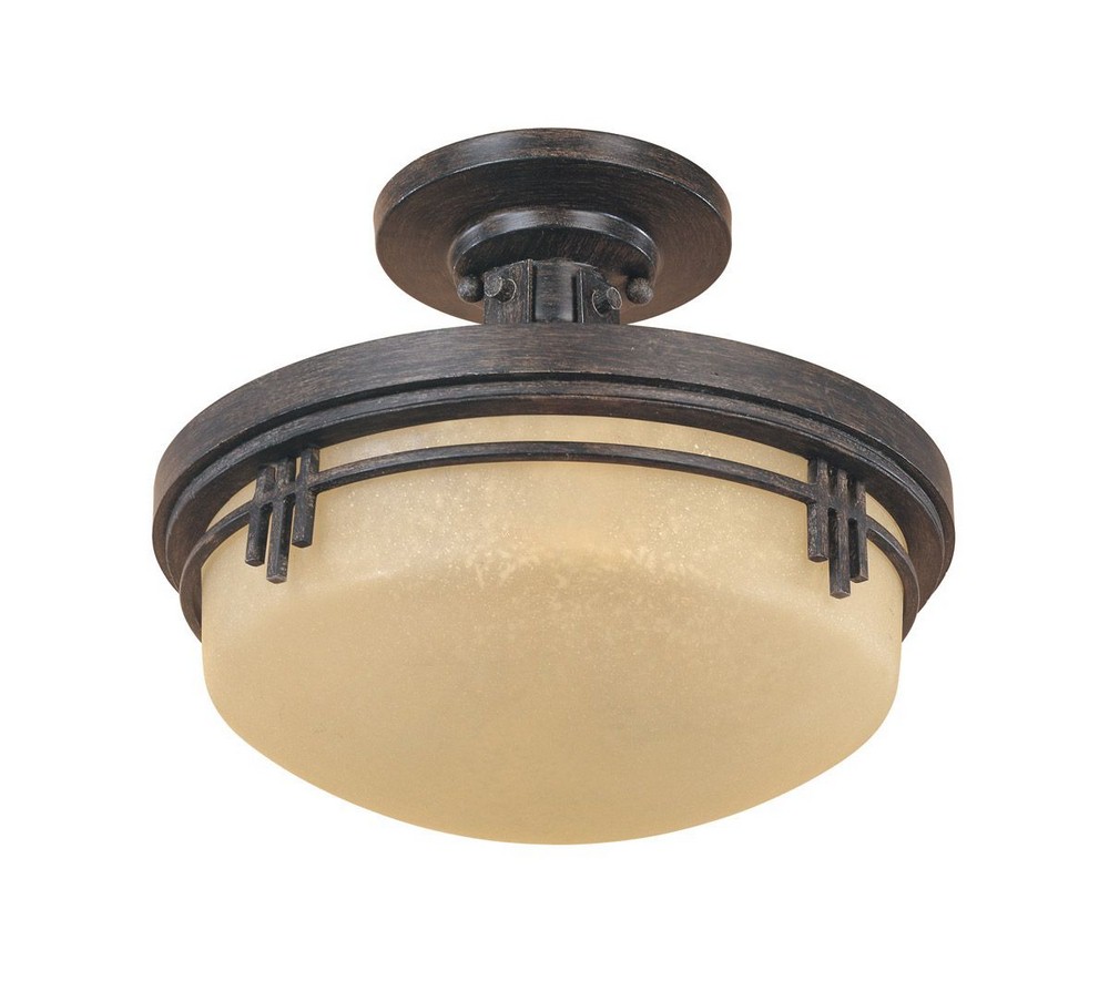 Designers Fountain-82111-WM-2-Light Semi Flush   Warm Mahogany Finish with Navajo Dust Glass