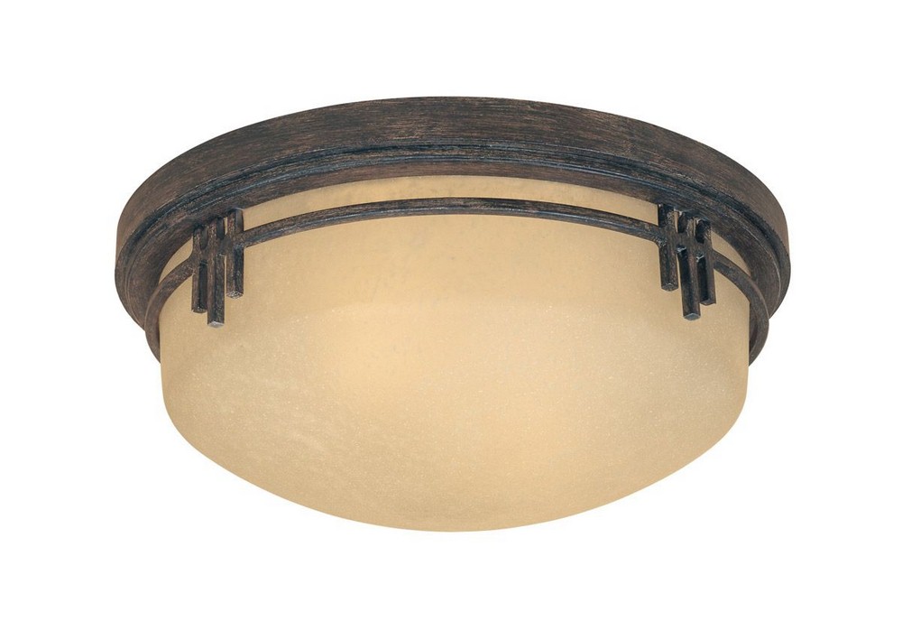 Designers Fountain-82121-WM-2-Light Flush Mount   Warm Mahogany Finish with Navajo Dust Glass