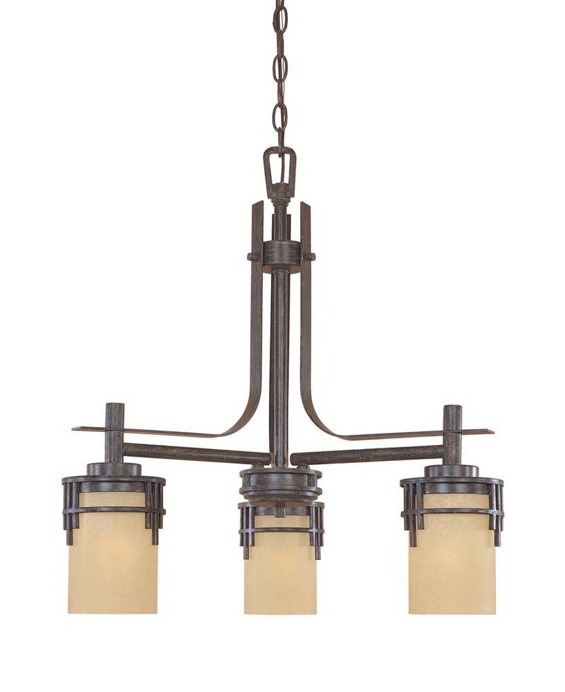 Designers Fountain-82183-WM-3-Light Down Chandelier   Warm Mahogany Finish with Navajo Dust Glass