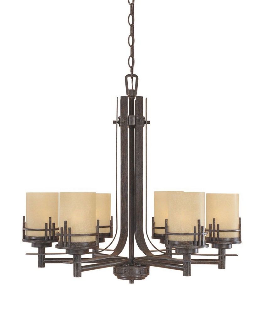 Designers Fountain-82186-WM-6-Light Chandelier   Warm Mahogany Finish with Navajo Dust Glass